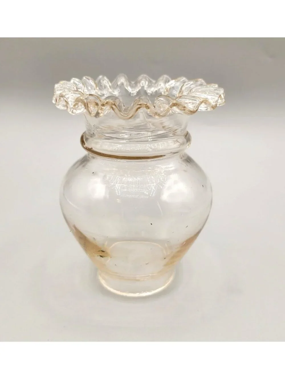 Peach Glass Lamp Shade Vintage Blown Glass Crimped Edge